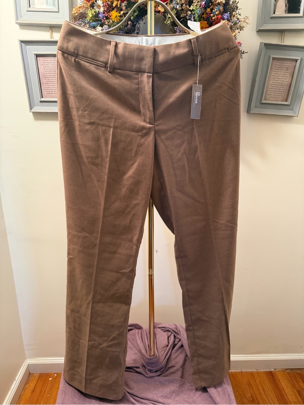 LOFT Brown Straight-Leg Trousers